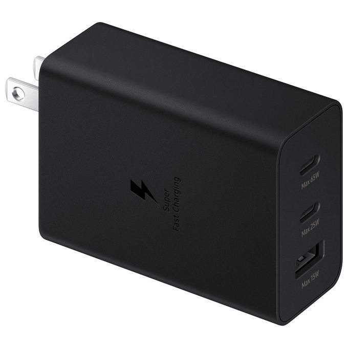 Samsung EP-T6530 Caricabatterie 65W Super Fast Charging 3 Porte 2 USB-C 1 USB-A colore Nero