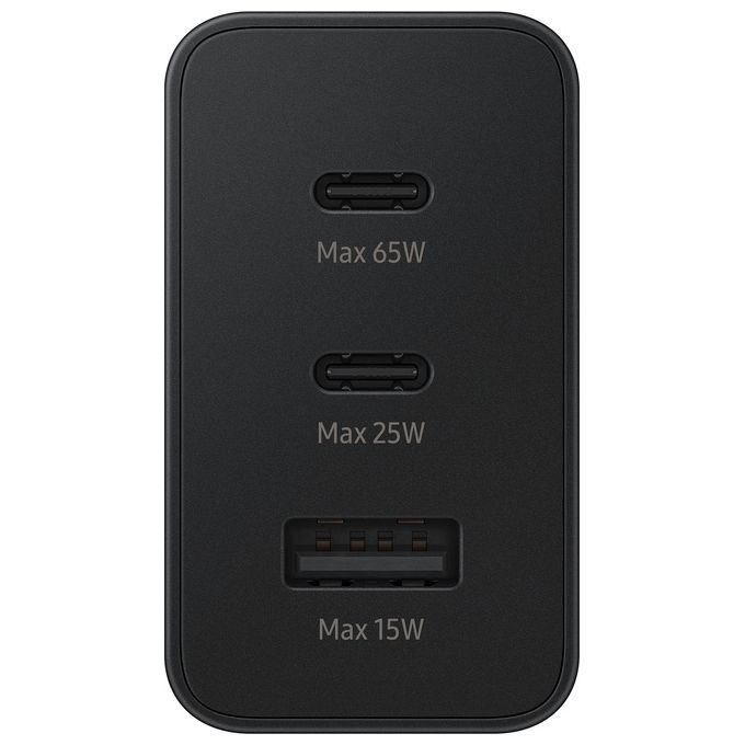 Samsung EP-T6530 Caricabatterie 65W Super Fast Charging 3 Porte 2 USB-C 1 USB-A colore Nero