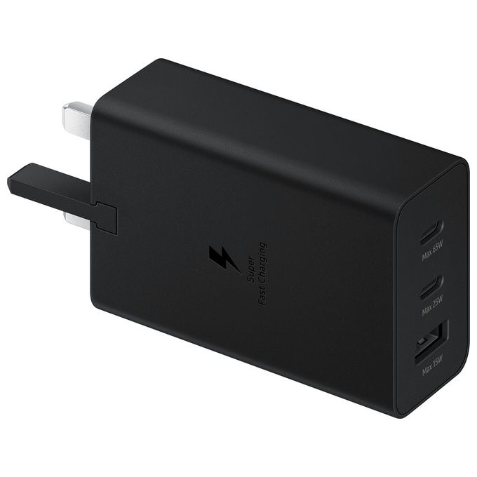 Samsung EP-T6530 Caricabatterie 65W Super Fast Charging 3 Porte 2 USB-C 1 USB-A colore Nero