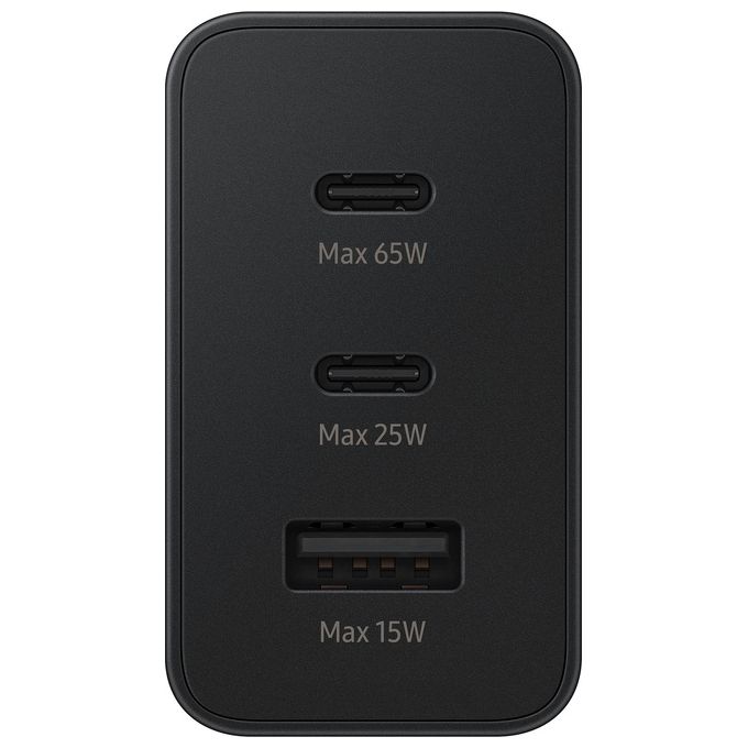 Samsung EP-T6530 Caricabatterie 65W Super Fast Charging 3 Porte 2 USB-C 1 USB-A colore Nero