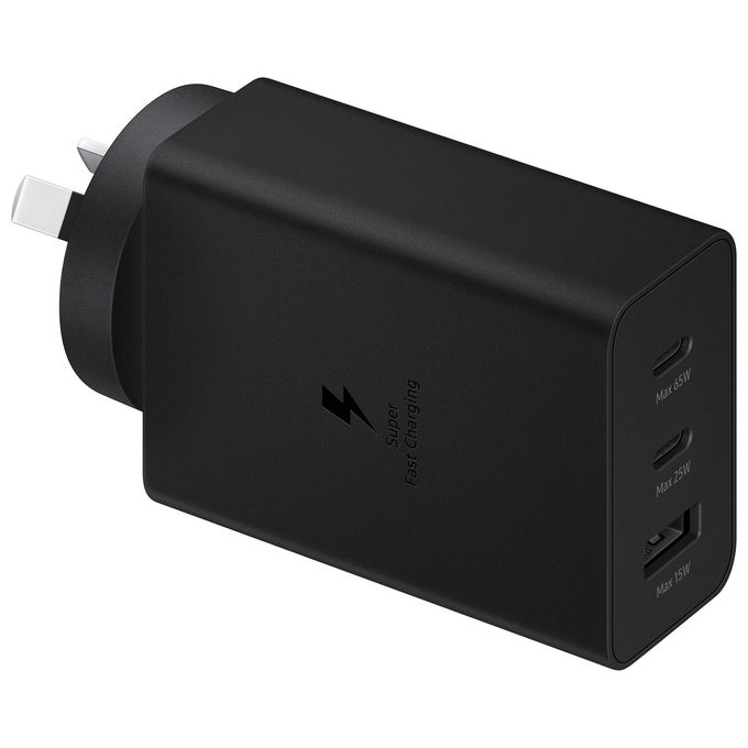 Samsung EP-T6530 Caricabatterie 65W Super Fast Charging 3 Porte 2 USB-C 1 USB-A colore Nero