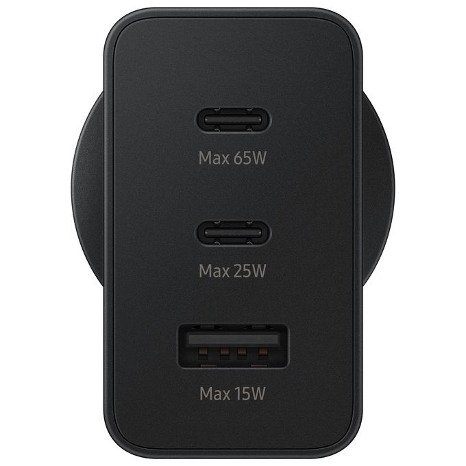 Samsung EP-T6530 Caricabatterie 65W Super Fast Charging 3 Porte 2 USB-C 1 USB-A colore Nero