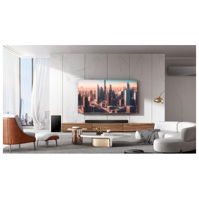 TCL Q75H Soundbar 5.1.2 canali 780W con Dolby Atmos e DTS:X subwoofer wireless Bluetooth 5.3 HDMI eARC Wi-Fi Chromecast Spotify Connect colore Titanio