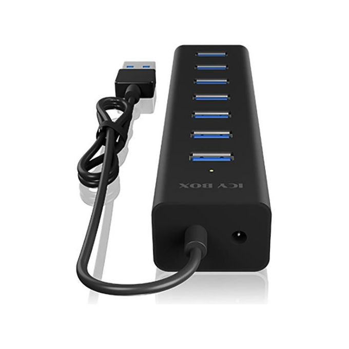 ICY BOX IB-HUB1700-U3 Hub USB 7 porte USB 3.2 Gen 1 Tipo A 5000 Mbit-s Alloggiamento in Alluminio colore Nero