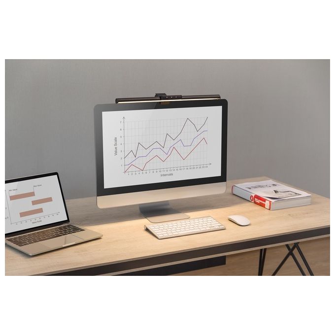 Digitus DA-90415 Lampada LED per monitor con fissaggio a morsetto 5 livelli di luminosita' temperatura colore regolabile 3000K-6500K 250 lm colore Nero
