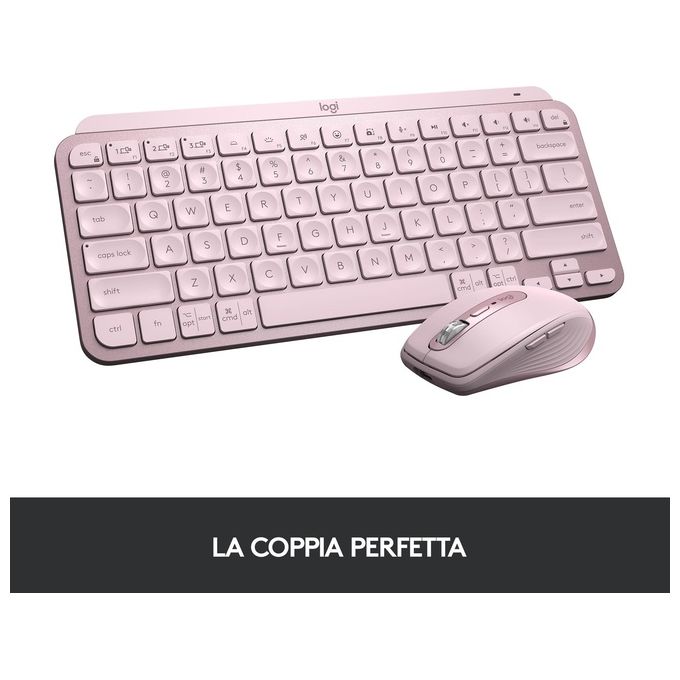 Logitech 920-010812 MX Keys Mini Tastiera Illuminata Wireless Retroilluminata Bluetooth Multi dispositivo colore Rosa