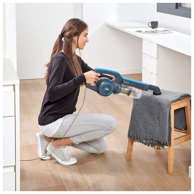 BLACK+DECKER BXVMS600E Scopa Elettrica 3 in 1 Ciclonica Senza Sacchetto 0,8 L 600 W filtro EPA colore Nero Blu