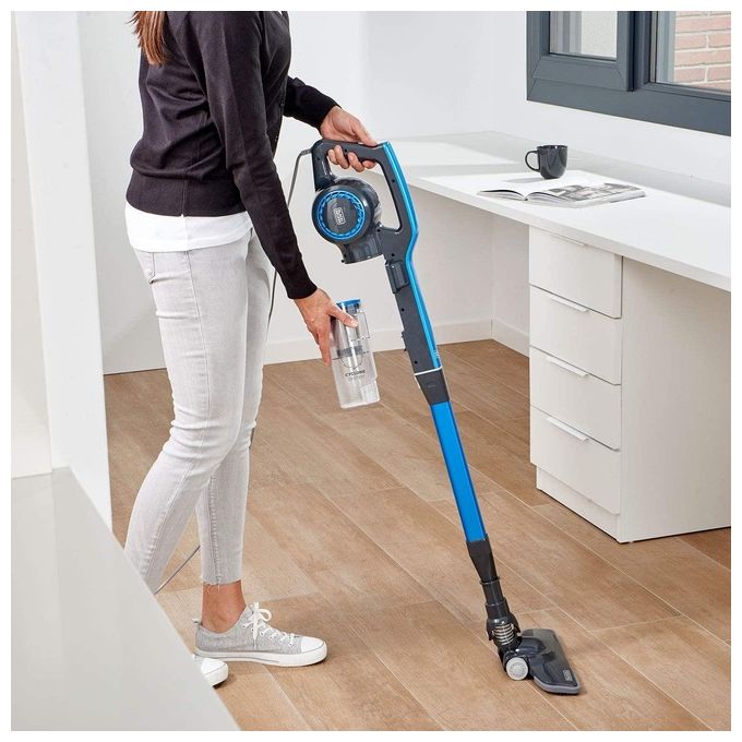 BLACK+DECKER BXVMS600E Scopa Elettrica 3 in 1 Ciclonica Senza Sacchetto 0,8 L 600 W filtro EPA colore Nero Blu