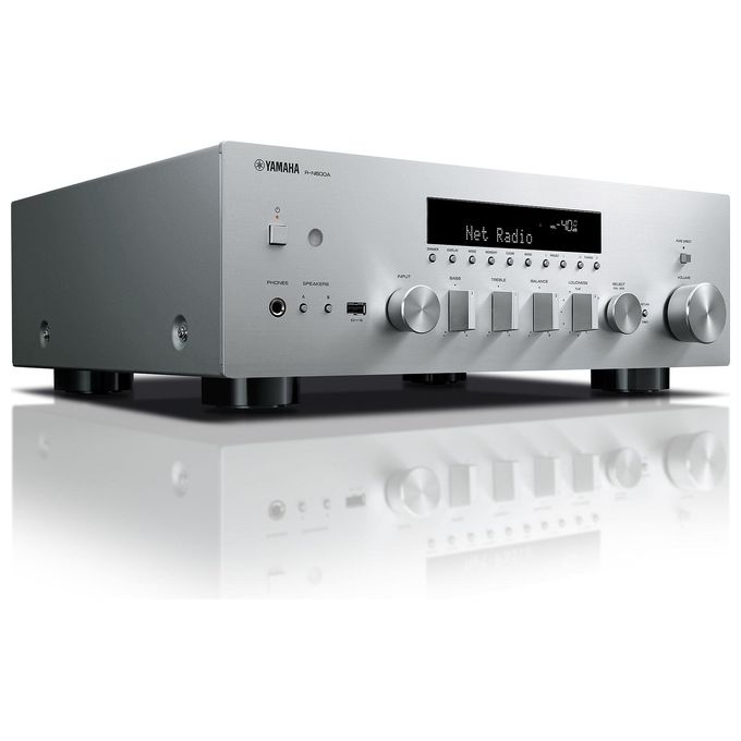 Yamaha R-N600A Sintoamplificatore di Rete MusicCast 80W DAC SABRE DAB+ Wi-Fi Bluetooth AirPlay2 Ingresso Phono colore Argento