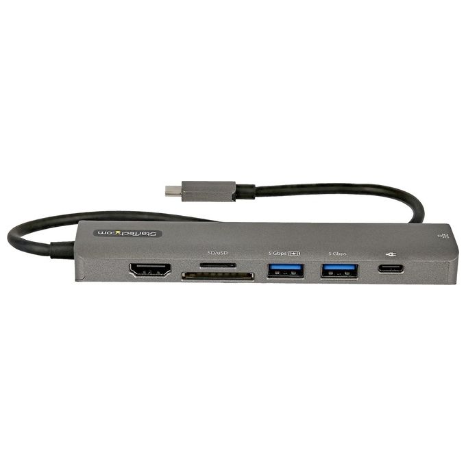 StarTech DKT30CHSDPD1 Adattatore Multiporta USB-C HDMI 2.0 4K 60Hz 100W Power Delivery Pass-through Slot SD MicroSD Hub USB 3.0 2 Porte colore Nero
