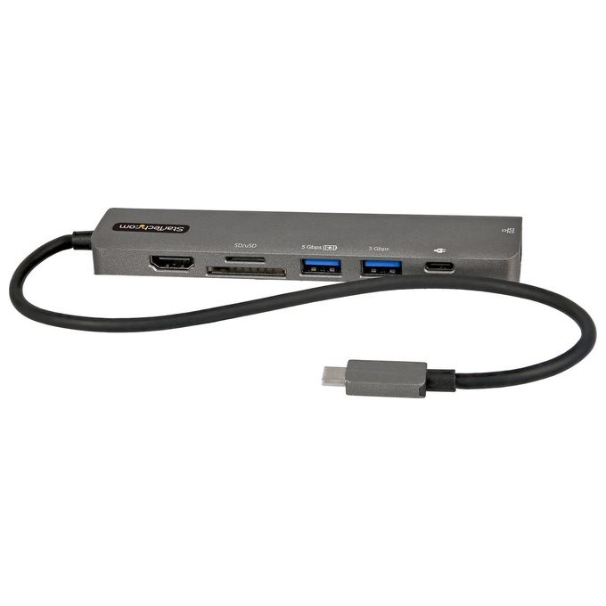 StarTech DKT30CHSDPD1 Adattatore Multiporta USB-C HDMI 2.0 4K 60Hz 100W Power Delivery Pass-through Slot SD MicroSD Hub USB 3.0 2 Porte colore Nero