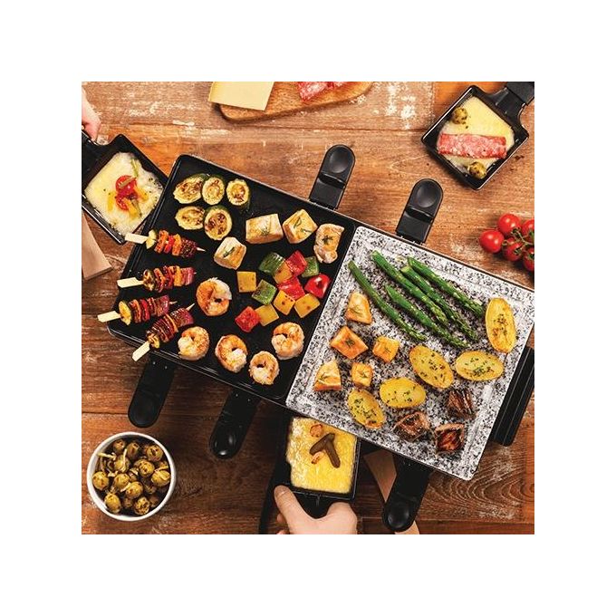 Russell Hobbs 26280-56 Multi Raclette 3 in 1 Griglia Raclette 8 Persone 1400 W Antiaderente Padellini Inclusi colore Nero
