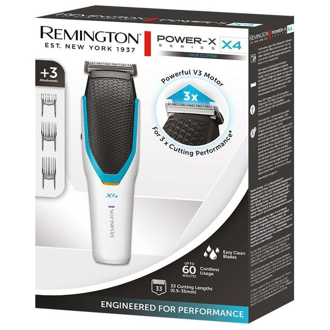 Remington HC4000 Power X Series Tagliacapelli Lame Acciaio Inox 33 Impostazioni 3-35 mm Autonomia 60 min Rete Batteria colore Nero