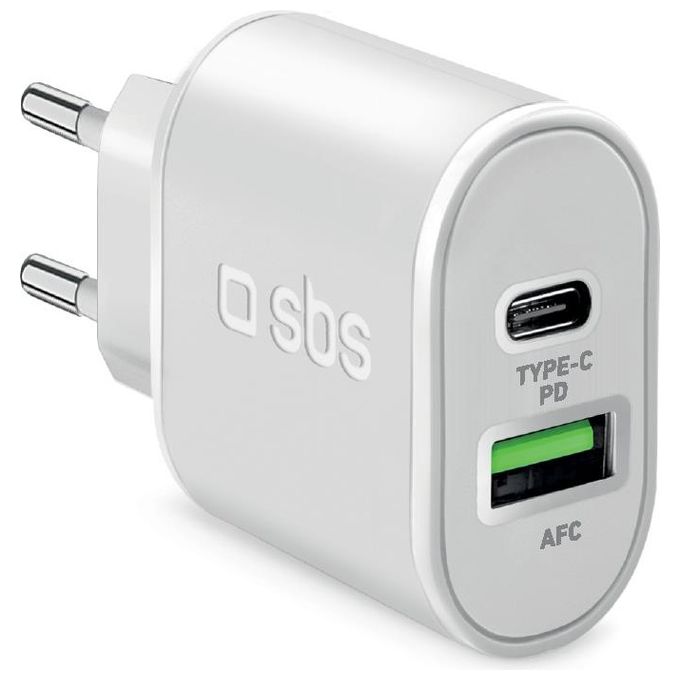Sbs Wall Charger Caricabatterie 1xUsb-A + 1xUsb-C 20W