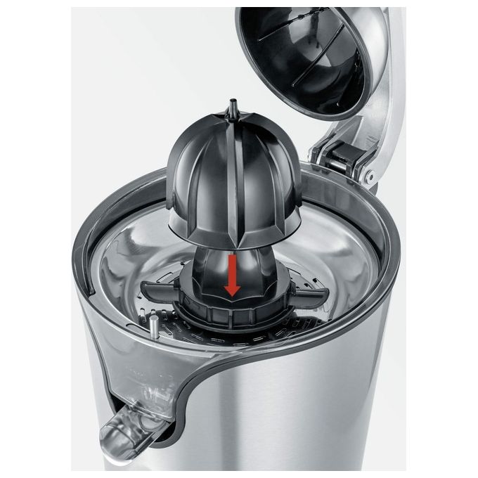 Severin CP 3544 Spremiagrumi Elettrico a Leva 160 W Doppio Cono Capacita' 0,4 L Parti Lavabili in Lavastoviglie colore Nero Acciaio Inox
