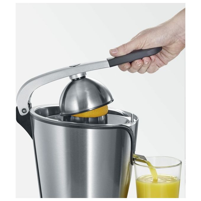 Severin CP 3544 Spremiagrumi Elettrico a Leva 160 W Doppio Cono Capacita' 0,4 L Parti Lavabili in Lavastoviglie colore Nero Acciaio Inox