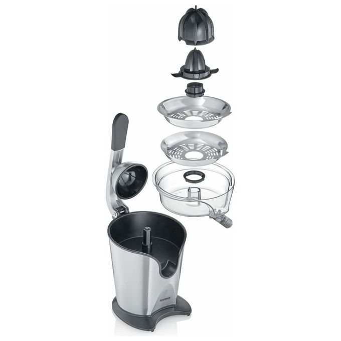 Severin CP 3544 Spremiagrumi Elettrico a Leva 160 W Doppio Cono Capacita' 0,4 L Parti Lavabili in Lavastoviglie colore Nero Acciaio Inox