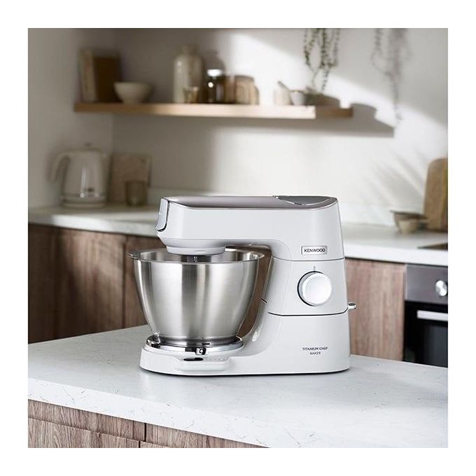 Kenwood KVC65.001WH Titanium Chef Baker Impastatrice Planetaria 5 L 1200 W Bilancia Integrata 6 Velocita' colore Bianco