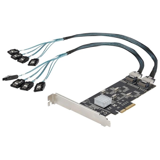 StarTech.com 8P6G-PCIE-SATA-CARD Scheda di Espansione SATA PCI Express a 8 Porte PCIe Gen 2 x4 SATA III 6 Gbps colore Nero