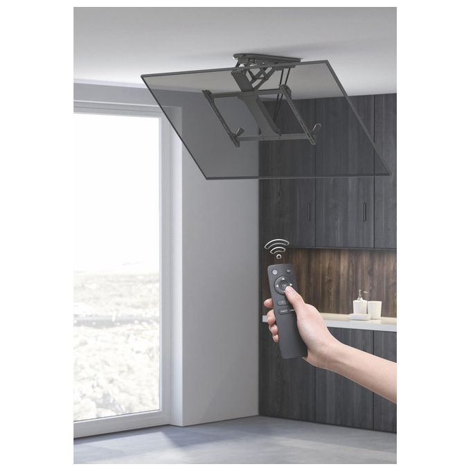 Equip 650329 Staffa di montaggio a soffitto motorizzata per TV 32'' - 70'' fino a 35 Kg inclinazione 0 - 75° con telecomando colore Nero