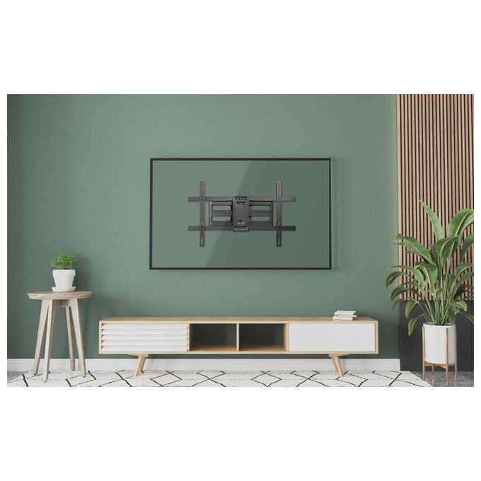 EQUIP 650335 Supporto da Parete TV Full Motion 37''-80'' Capacita' 60 Kg VESA 600x400 Inclinabile Orientabile con Gestione Cavi colore Nero