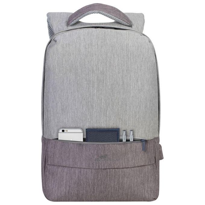 Rivacase 7562 Prater Zaino Antifurto per Laptop 15.6'' con Porta USB Poliestere Grigio Moca colore Grigio Moca