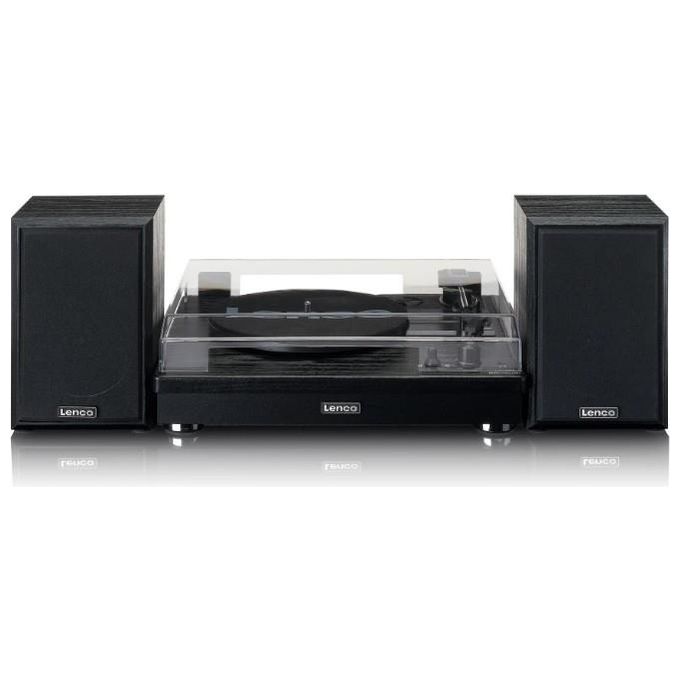 Lenco LS-101BK Giradischi Bluetooth Trasmissione a Cinghia 2x10W 33 45 78 rpm Ingresso AUX colore Nero