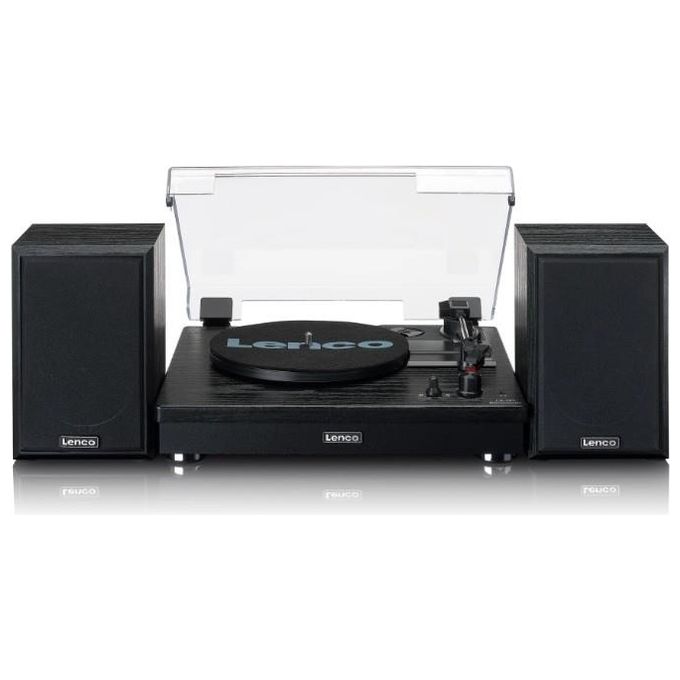 Lenco LS-101BK Giradischi Bluetooth Trasmissione a Cinghia 2x10W 33 45 78 rpm Ingresso AUX colore Nero
