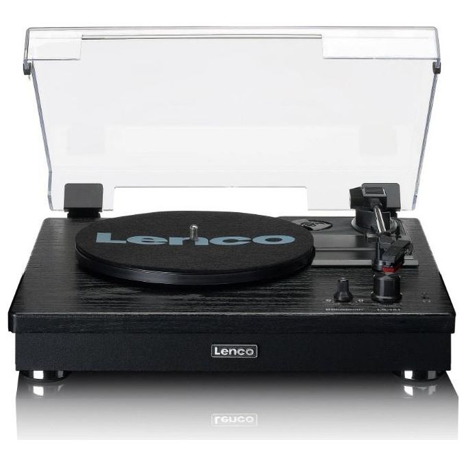 Lenco LS-101BK Giradischi Bluetooth Trasmissione a Cinghia 2x10W 33 45 78 rpm Ingresso AUX colore Nero