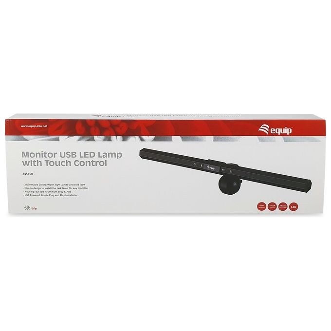 Equip 245450 Lampada LED USB per Monitor con Touch Control 3 Temperature di Colore 9 Livelli di Luminosita' colore Nero
