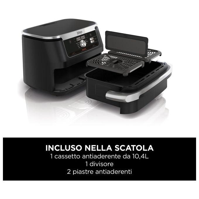 Ninja AF500EU FlexDrawer Friggitrice ad aria 10.4 L 2470 W 7 Programmi Dual Zone Touchscreen colore Nero