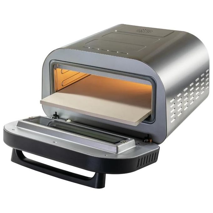 Unold 68816 Luigi Forno per Pizza elettrico 1700W pietra refrattaria cordierite 450°C controllo digitale colore Argento