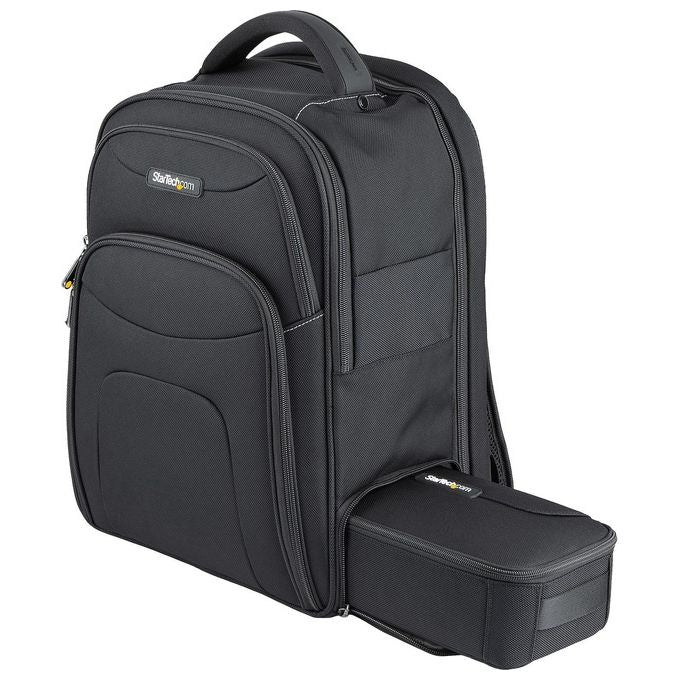 StarTech NTBKBAG156 Zaino per Laptop 15.6'' con Custodia Accessori Rimovibile Scomparto Espandibile Tasche per Tablet e Bottiglia Materiale Nylon 1680D colore Nero