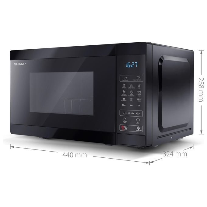 Sharp YC-MG02EB Forno a microonde con Grill 20 L 800 W 11 livelli di potenza 8 programmi colore Nero