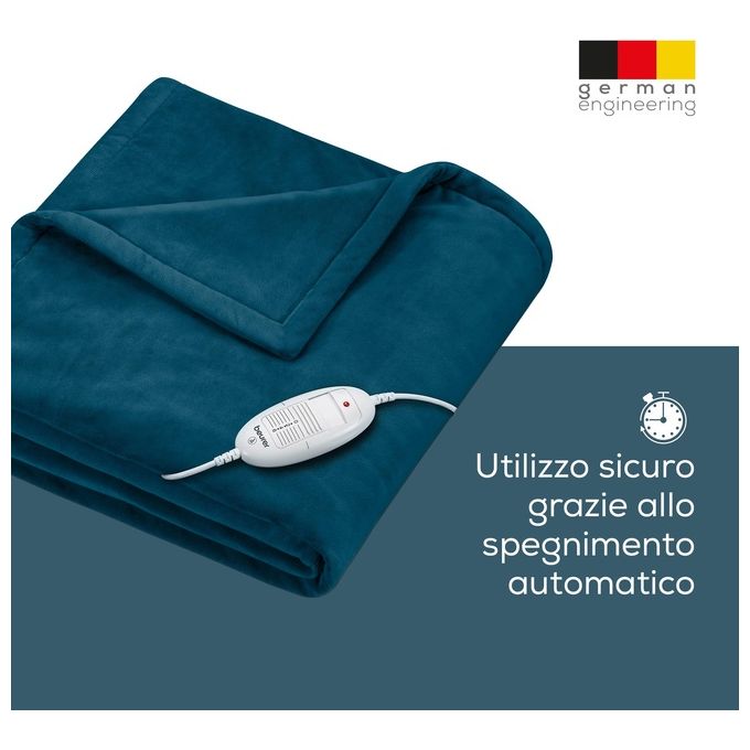 Beurer 42108 HD 75 Cosy Termocoperta 100W 6 livelli di temperatura 180x130 cm lavabile in lavatrice colore Ocean
