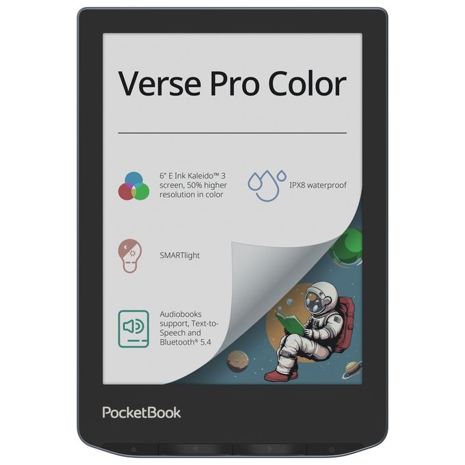 PocketBook PB634K3-1-WW Verse Pro Color Lettore eBook 6'' E Ink Kaleido 3 16 GB Wi-Fi Bluetooth 5.4 IPX8 colore Stormy Sea