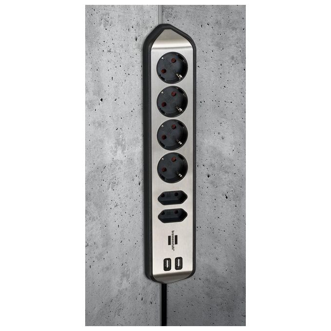 Brennenstuhl Estilo Presa Multipla 6 Prese Nero