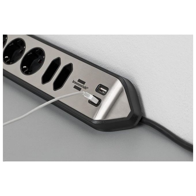 Brennenstuhl Estilo Presa Multipla 6 Prese Nero