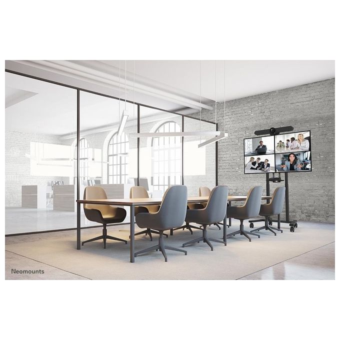 Neomounts W127366252 FL55-875BL1 Carrello TV Motorizzato per Display 55-100 Pollici VESA 100x100-800x600 Altezza Regolabile con Telecomando Ruote Bloccabili Fino a 110 Kg colore Nero