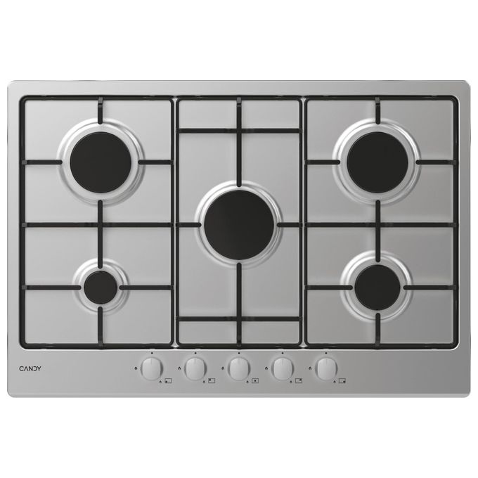 Candy Timeless CHW7X, Piano Cottura a Gas, 5 Fornelli, Acciaio Inox, da Incasso, 75 cm