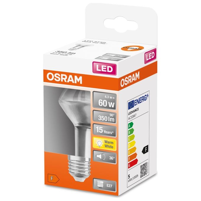 Osram Faretto Led Star R63 60 Fs Bianco Caldo Smd Opaco E27