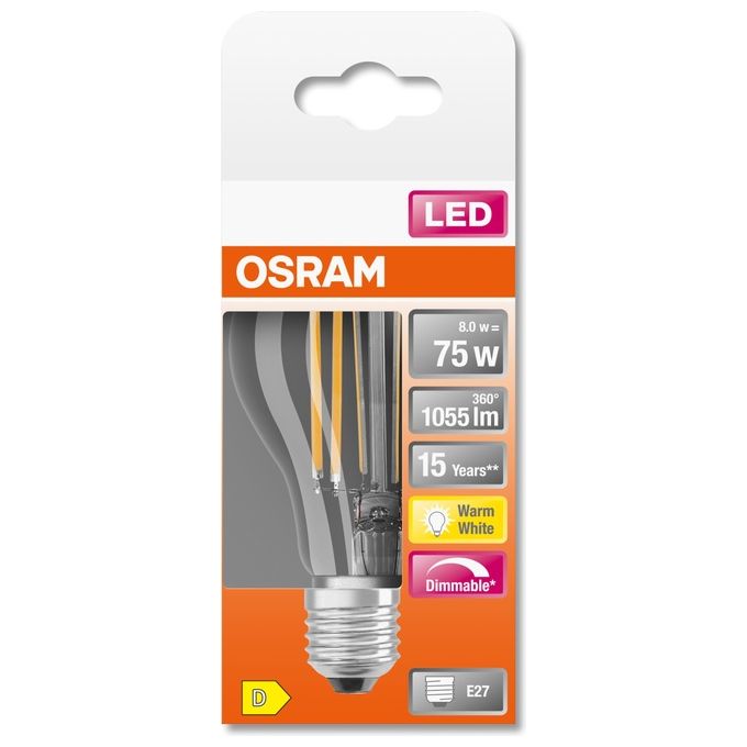Osram Led Retrofit Classic A Dim Lampadina Led E14 Bianco Caldo 2700 K 2.80W