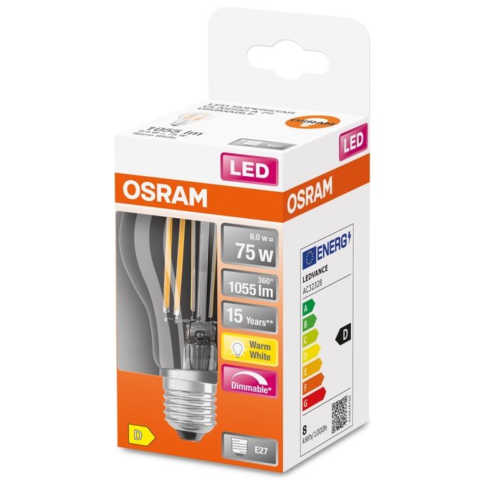 Osram Led Retrofit Classic A Dim Lampadina Led E14 Bianco Caldo 2700 K 2.80W