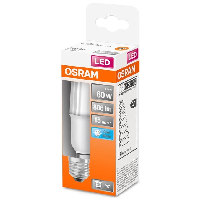Osram Star Stick Lampadina Led E27 Bianco Caldo 2700 K 8W resa 60W