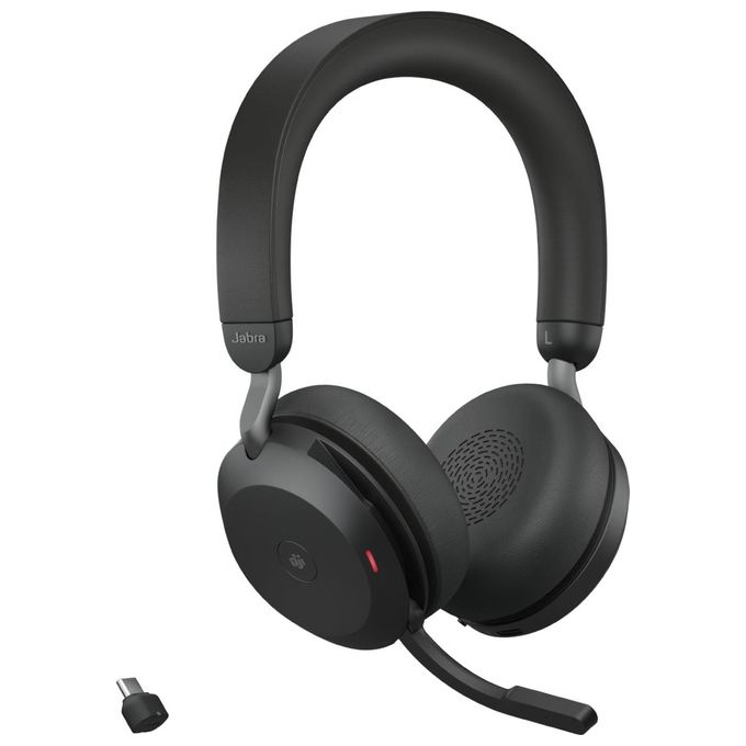 Jabra 27599-999-899 Evolve2 75 Auricolare Wireless Bluetooth 5.2 con Cancellazione Attiva del Rumore e Microfono a 8 Microfoni colore Nero