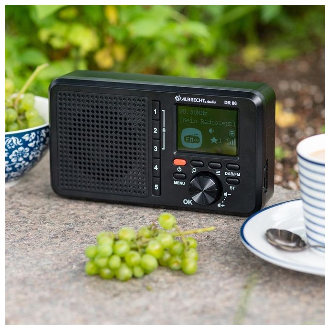 Albrecht 27861 DR 86 Radio da Tavolo Digitale DAB+ FM con Batteria Ricaricabile 2200 mAh USB Type-C Bluetooth colore Nero