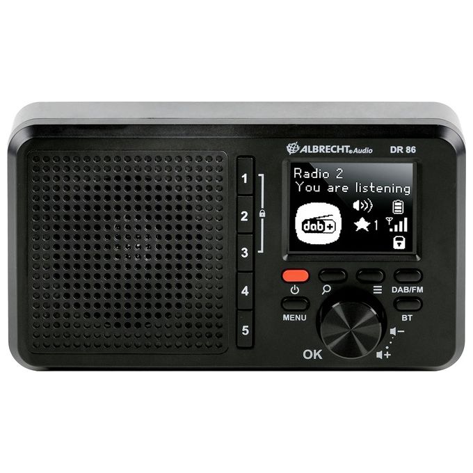 Albrecht 27861 DR 86 Radio da Tavolo Digitale DAB+ FM con Batteria Ricaricabile 2200 mAh USB Type-C Bluetooth colore Nero