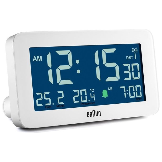 Braun BC10-DCF W Sveglia Radiofonica Digitale con Display LCD Retroilluminato Termometro e Calendario Integrati colore Bianco