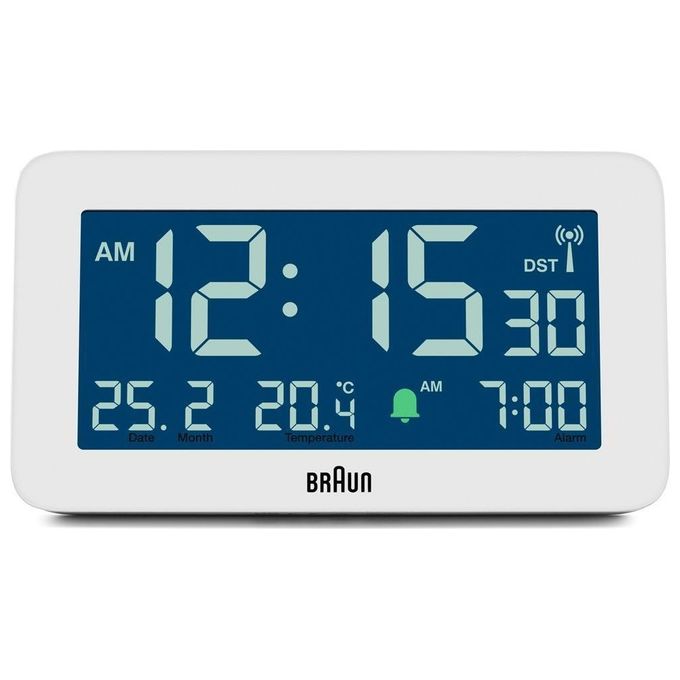 Braun BC10-DCF W Sveglia Radiofonica Digitale con Display LCD Retroilluminato Termometro e Calendario Integrati colore Bianco