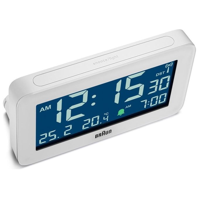 Braun BC10-DCF W Sveglia Radiofonica Digitale con Display LCD Retroilluminato Termometro e Calendario Integrati colore Bianco